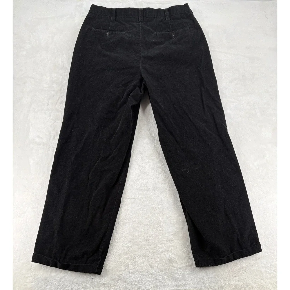 Perry Ellis Portfolio Pants 34/30 Pleated Corduroy Black Cotton Straight Leg